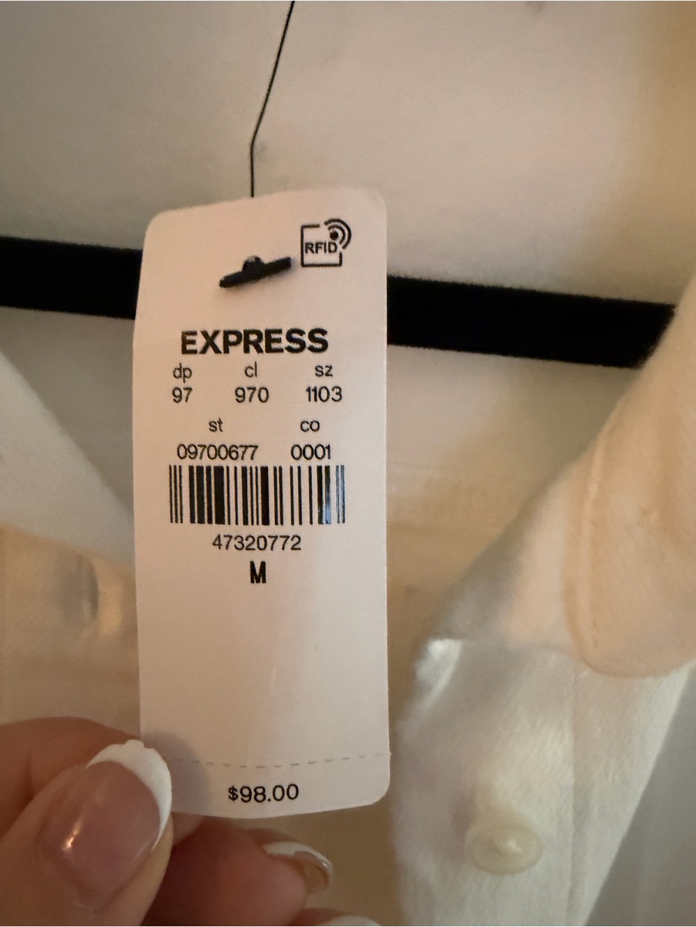 Express White Cropped Button-Down Shirt with Rhinestones - Picture 3 of 5